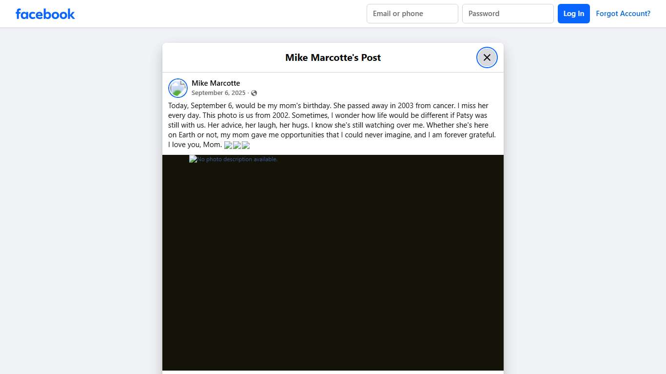 Mike Marcotte - Today, September 6, would be my mom's... Facebook